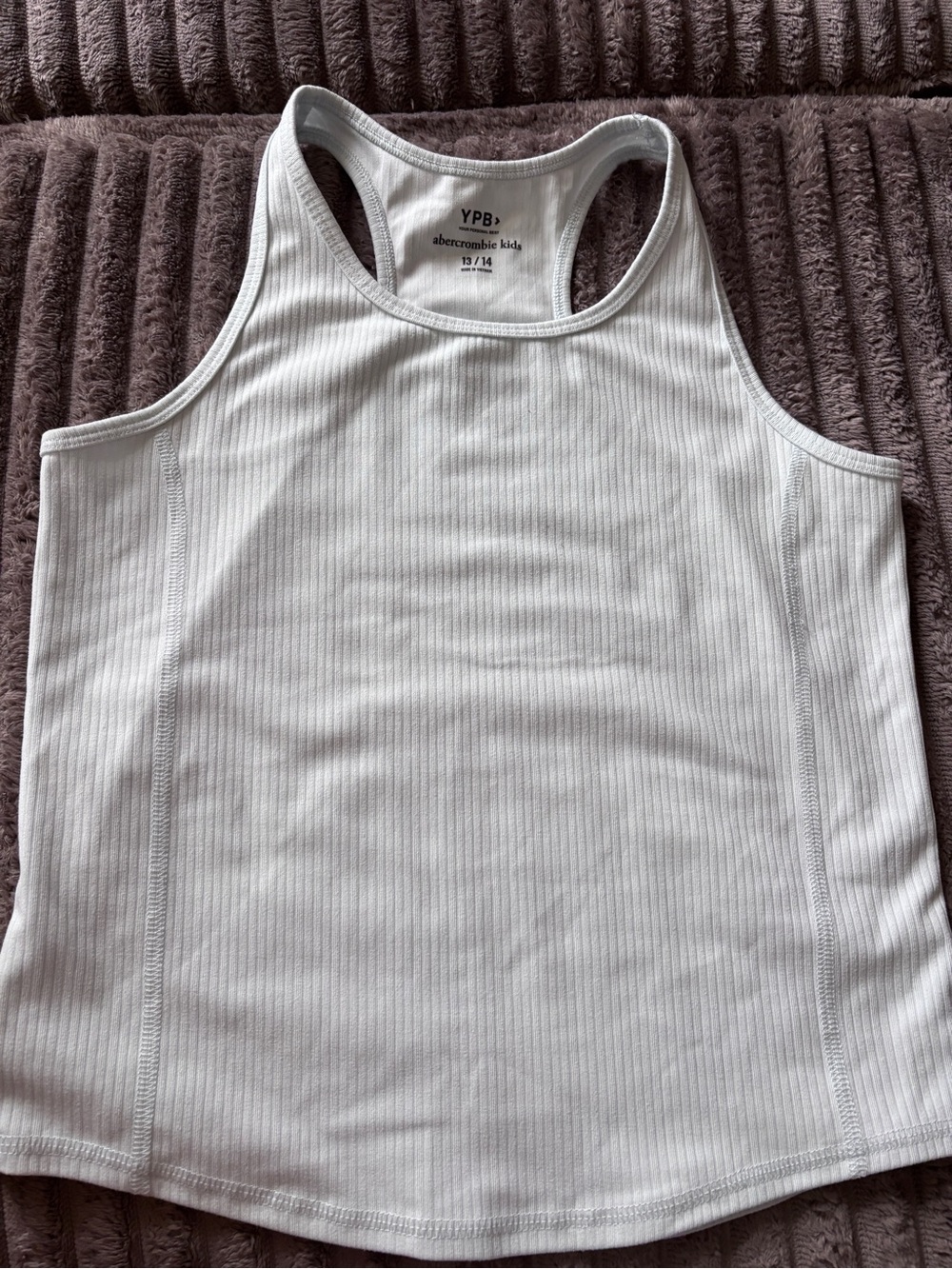 abercrombie kids White Ribbed Racerback Tank